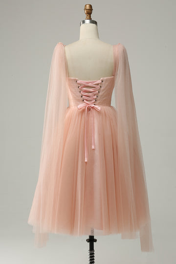 A Line Blush Sweetheart Midi Formal Dress